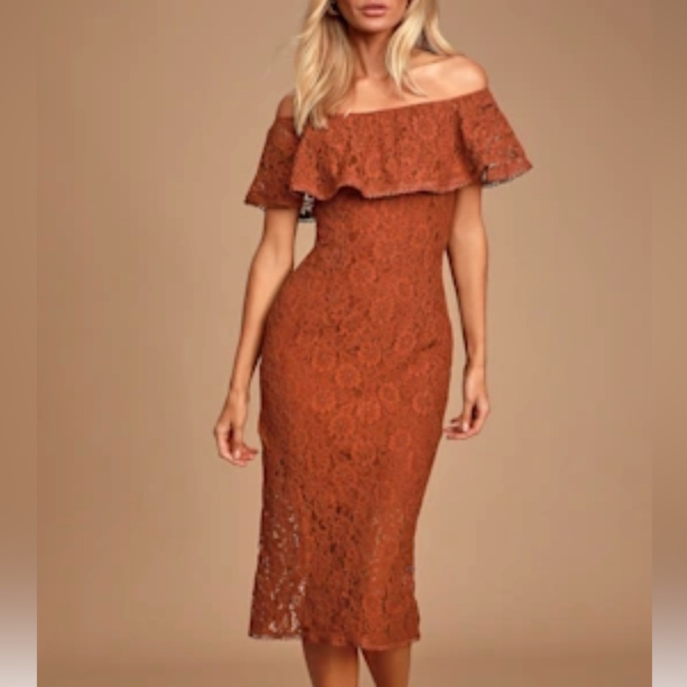 Lulu’s Elegant Off-Shoulder Lace Dress